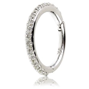 9ct White Gold Jewelled Eternity Hinged Ring