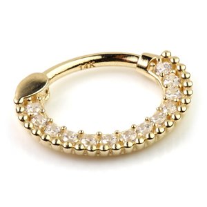 14ct Yellow Gold Jewelled Oval Hinged Ring