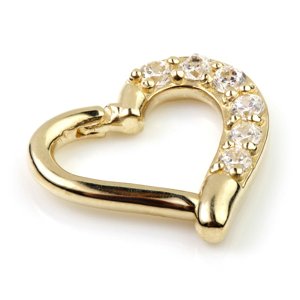 14ct Yellow Gold Jewelled Heart Hinged Ring