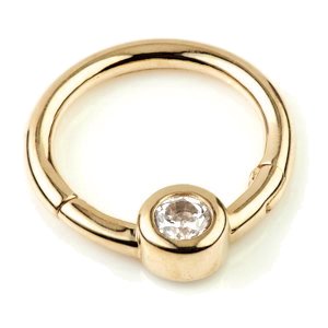 9ct Yellow Gold Single Jewel Hinged Ring