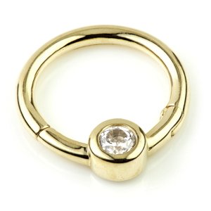 14ct Yellow Gold Single Jewel Hinged Ring