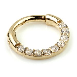 9ct Yellow Gold Jewelled Hinged Ring