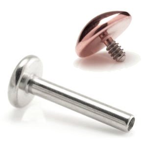 1.2mm Gauge Titanium Labret with PVD Rose Gold Dome - Internally-Threaded