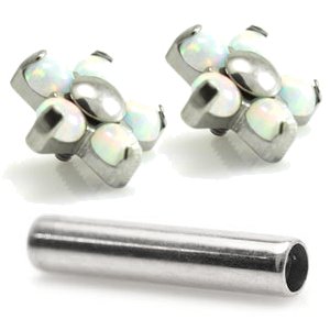 1.2mm Gauge Titanium Opal Flower Barbell - Internally-Threaded
