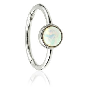 9ct White Gold Hinged Opal Ring