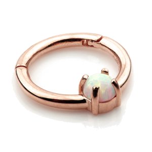 14ct Rose Gold Claw Set Opal Hinged Ring
