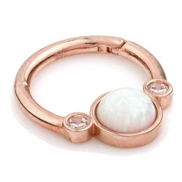 9ct Rose Gold Opal & CZ Hinged Ring