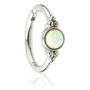14ct White Gold Hinged Fancy Opal Ring