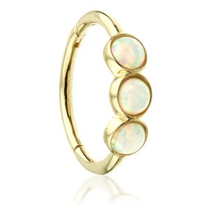14ct Yellow Gold Hinged Triple Opal Ring