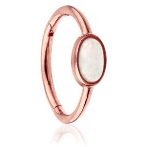 9ct Rose Gold Hinged Oval Opal Ring