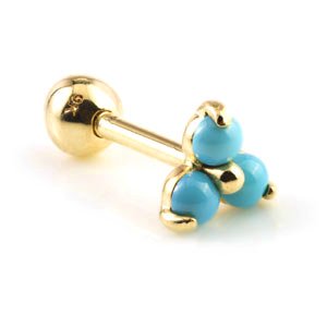 9ct Gold Turquoise Trinity Ear Stud