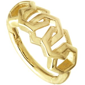9ct Yellow Gold Hexagon Link Hinged Ring