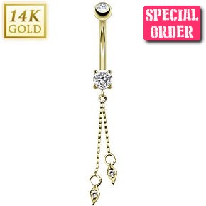 14ct Gold Twin Chains Belly Bar