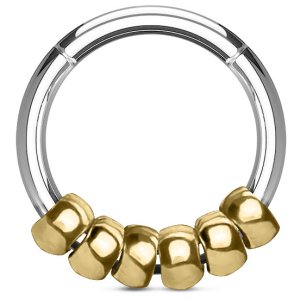 1.2mm Gauge Steel Hinged Segment Ring with Gold Beads