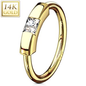 14ct Gold Princess Cut Segment Ring