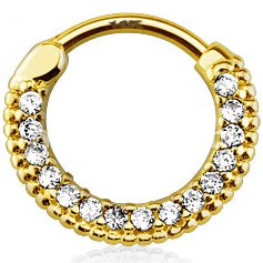 14ct Gold Jewelled Septum Clicker Ring