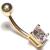 9ct Gold Square Belly Bar - view 3