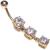 9ct Gold Triple Solitaires Belly Bar - view 3