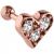 PVD Rose Gold Multi-Jewelled Heart Ear Stud - view 1