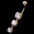 9ct Gold Triple Solitaires Belly Bar - view 4