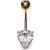 9ct Gold Large Heart Belly Bar - view 1