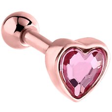 PVD Rose Gold Jewelled Heart Ear Stud