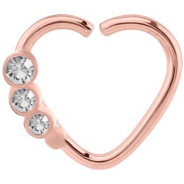 Triple Jewelled Heart-Shaped PVD Rose Gold Continuous Ring