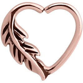 Feather Heart-Shaped PVD Rose Gold Continuous Ring