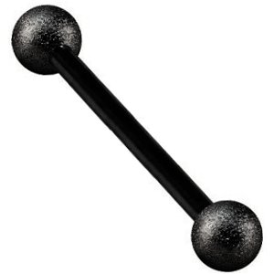 1.6mm Gauge PVD Black on Steel Barbell with Shimmer Balls