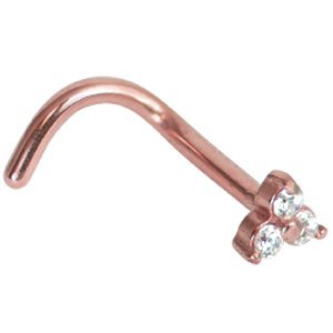 PVD Rose Gold Jewelled Trinity Nose Stud