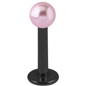 1.2mm Gauge PVD Black on Steel Labret with Pearl Ball