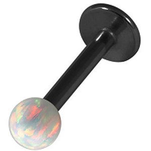 1.2mm Gauge PVD Black on Steel Labret with Opal Ball