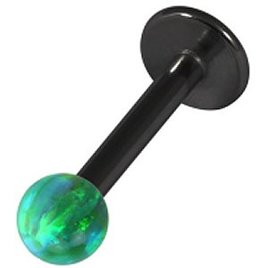 1.6mm Gauge PVD Black on Steel Labret with Opal Ball