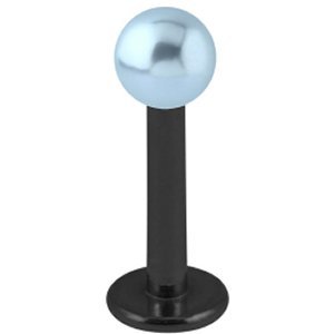 1.6mm Gauge PVD Black on Titanium Labret with Pearl Ball