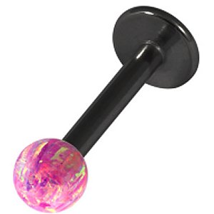 1.2mm Gauge PVD Black on Titanium Labret with Opal Ball