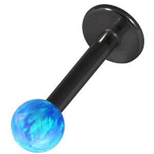 1.6mm Gauge PVD Black on Titanium Labret with Opal Ball