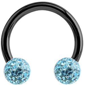 1.2mm Gauge PVD Black on Steel Circular Barbell with Smooth Glitter Balls