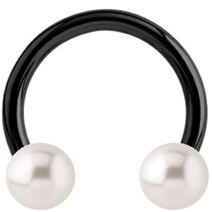 1.6mm Gauge PVD Black on Steel Circular Barbell with Pearl Balls