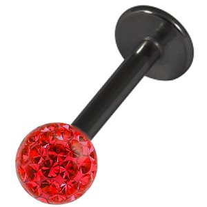 1.6mm Gauge PVD Black on Steel Labret with Smooth Glitter Ball