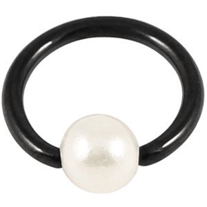 1.0mm Gauge PVD Black on Titanium BCR with Pearl Ball