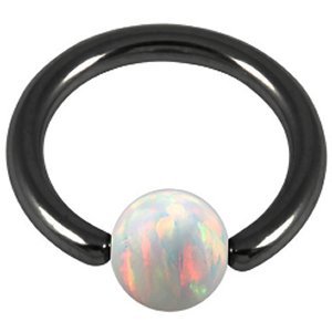 1.0mm Gauge PVD Black on Titanium BCR with Opal Ball