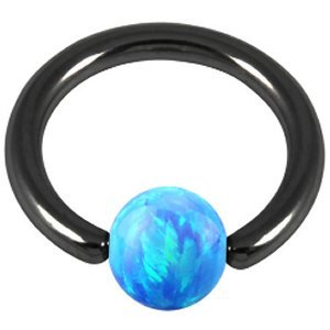 1.6mm Gauge PVD Black on Titanium BCR with Opal Ball