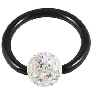1.0mm Gauge PVD Black on Titanium BCR with Smooth Glitter Ball