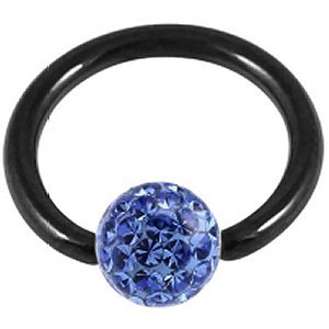 1.2mm Gauge PVD Black on Titanium BCR with Smooth Glitter Ball