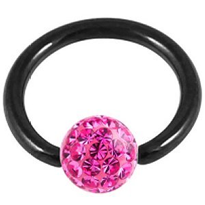 1.6mm Gauge PVD Black on Titanium BCR with Smooth Glitter Ball