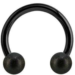 1.2mm Gauge PVD Black on Titanium Circular Barbell with Shimmer Balls