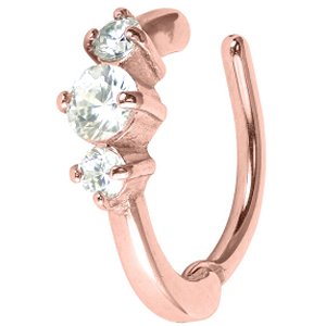 PVD Rose Gold on Steel Triple Jewelled Hinged Rook Ring