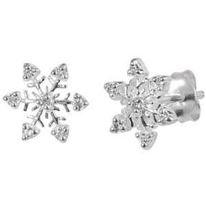 925 Sterling Silver Jewelled Snowflake Ear Studs