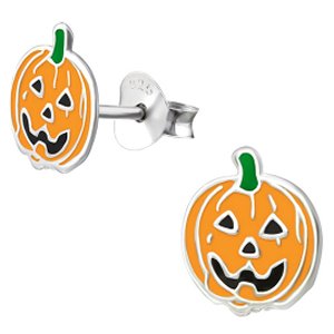 925 Sterling Silver Pumpkin Ear Studs