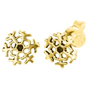 Gold-Plated 925 Sterling Silver Snowflake Ear Studs